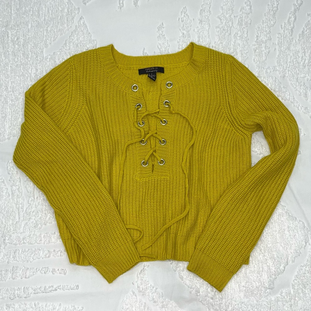 F21 Sweater chartreuse green